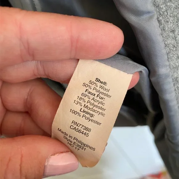 JCrew Wool Blend Faux-Fur Hooded Coat - Slate Gray - Size 8 - Discountinued - Picture 3 of 4